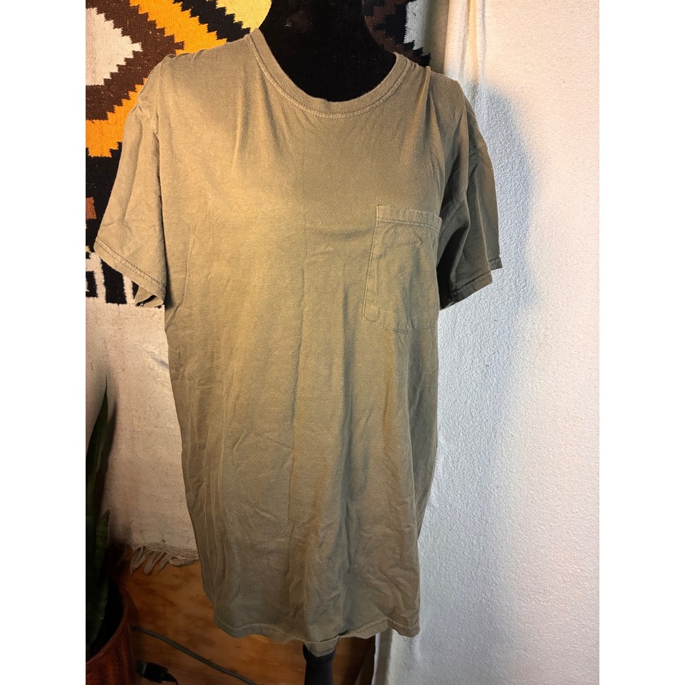 Fruit of the Loom Pocket T-Shirt Mens Small Green Excellent Short Sleeve Cotton